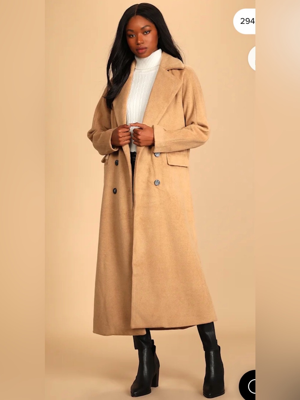Vintage Rice Coat Co. Wool Camel Long Double-Breasted Trench Coat